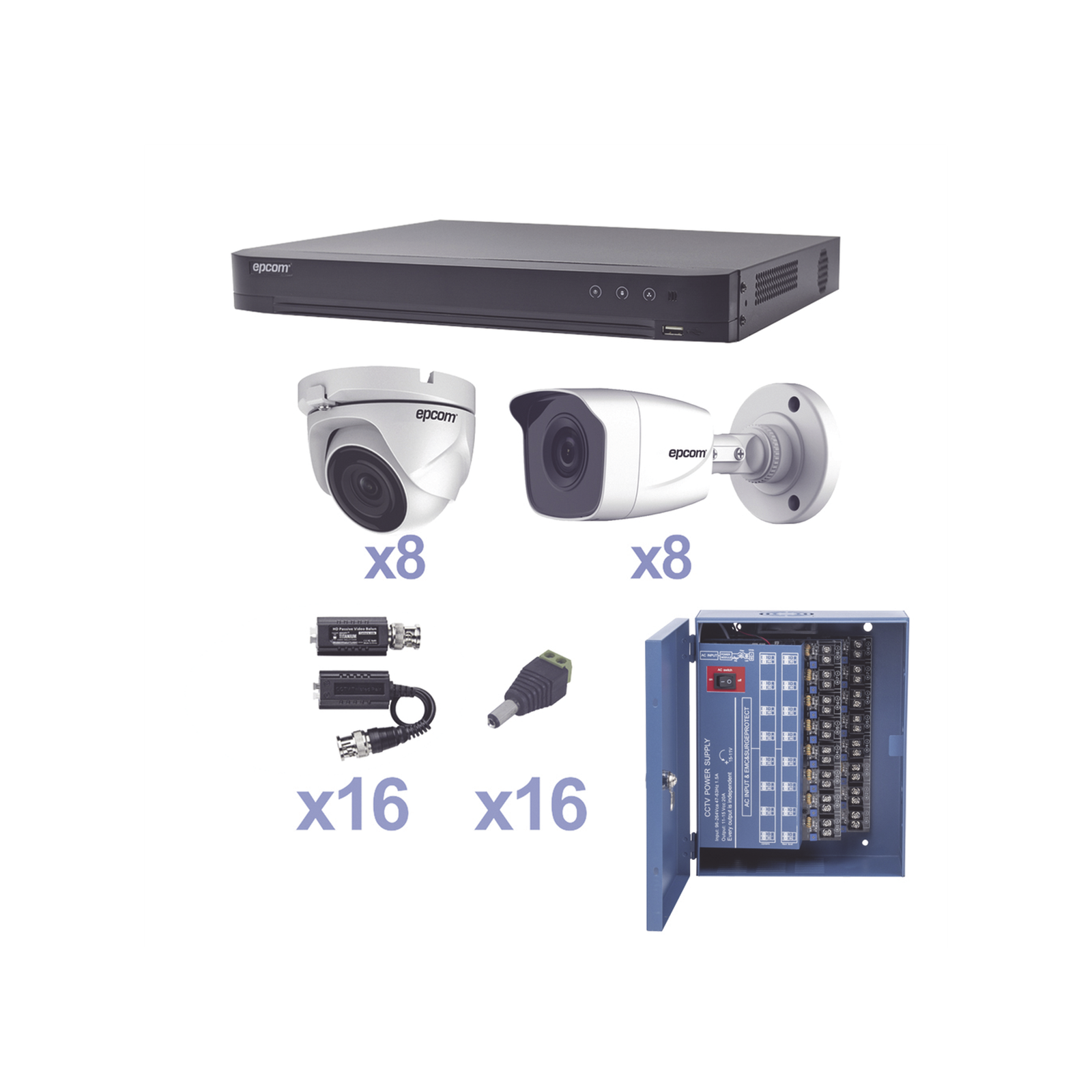 Kit Turbohd 1080p Dvr 16 Canales 8 Cámaras Bala Exterior 2 8 Mm Free